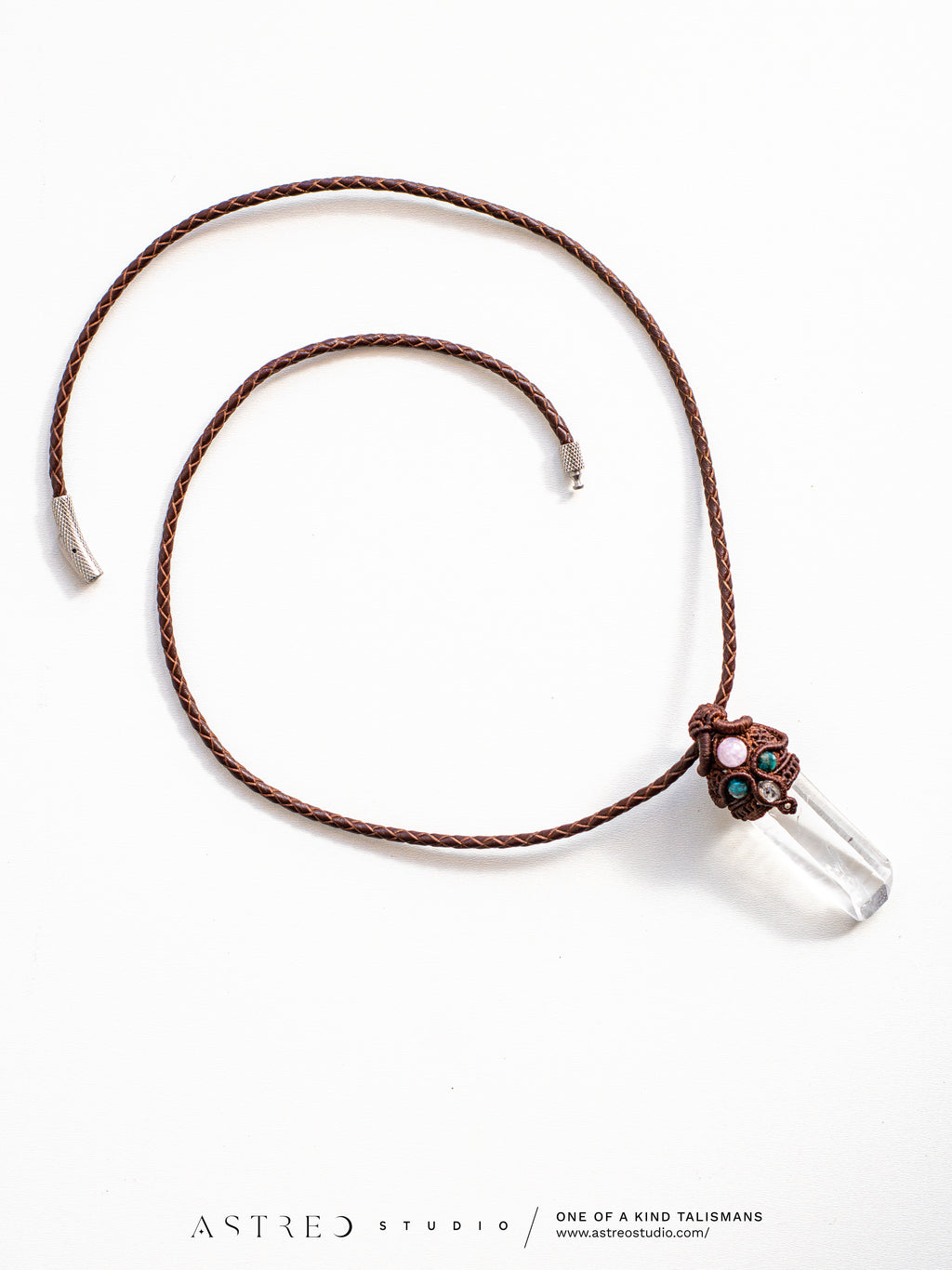 Macrame Necklace Master Quartz IV: Tabular with Mineral Inclusions