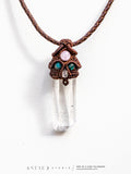 Macrame Necklace Master Quartz IV: Tabular with Mineral Inclusions