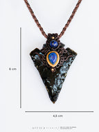 Collar Macrame Lanza de Obsidiana y Lapislazuli
