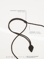 Collar Macrame Lanza de Obsidiana y Piedra Sol