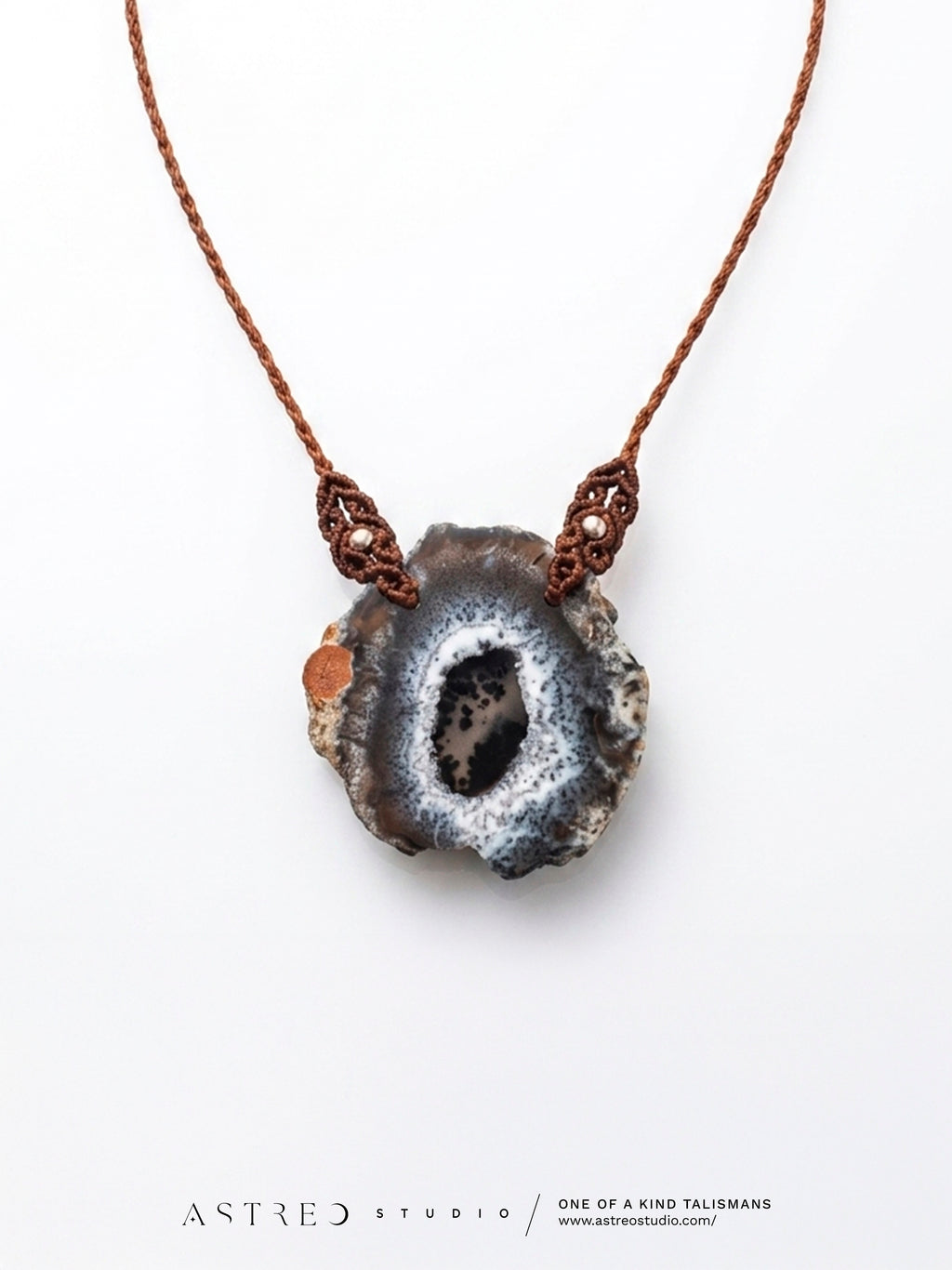 Collar Macrame Rodaja Agata Dendritica
