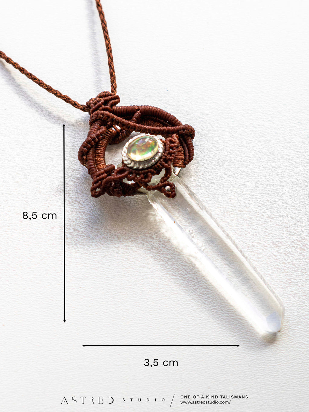 Macramé ketting Master Quartz I: Lemurische toverstaf