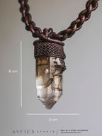 Collar Macrame y Cuero con Cuarzo Maestro Elestial A+++