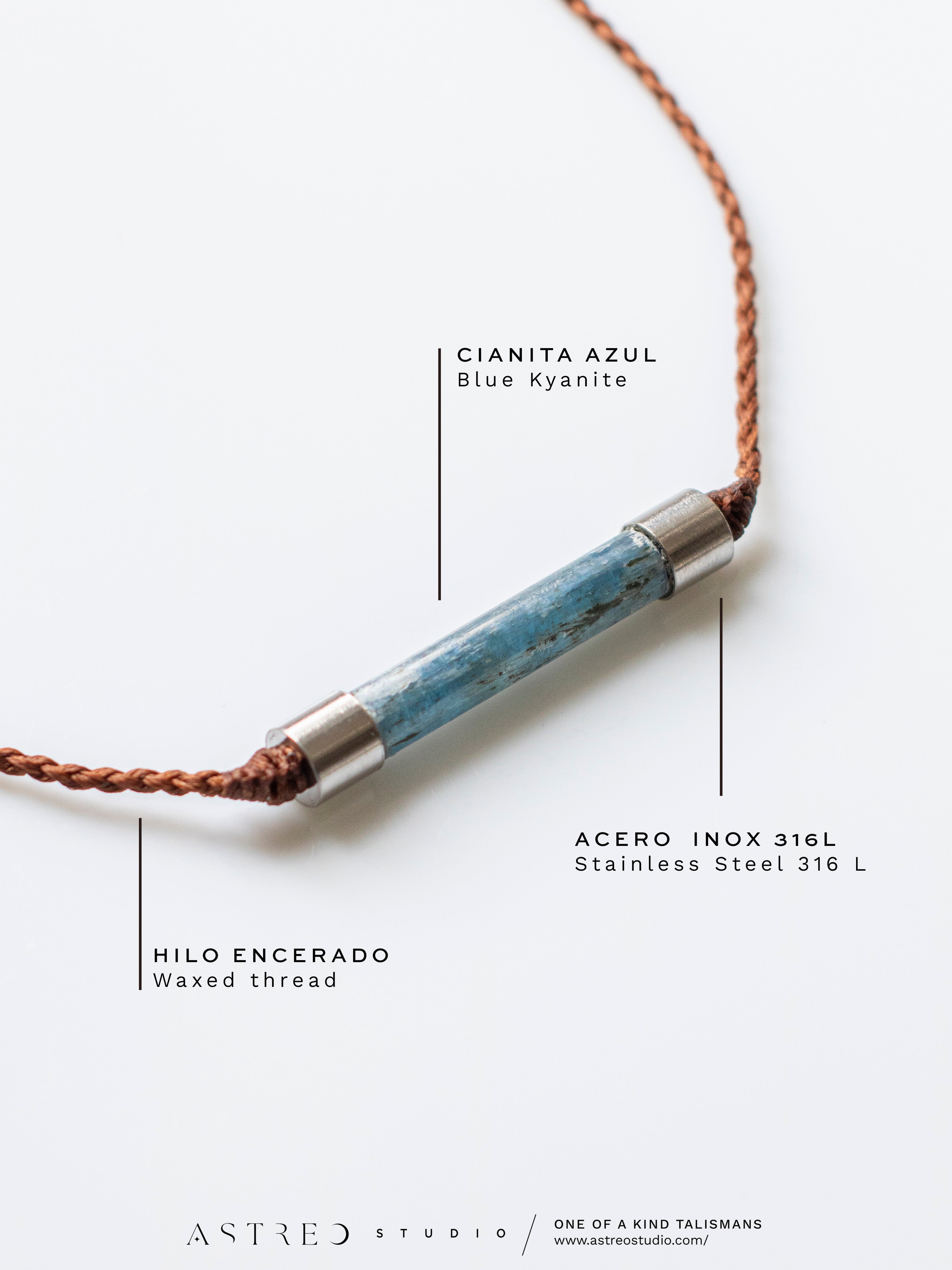 Collar Macrame Cianita Tubular