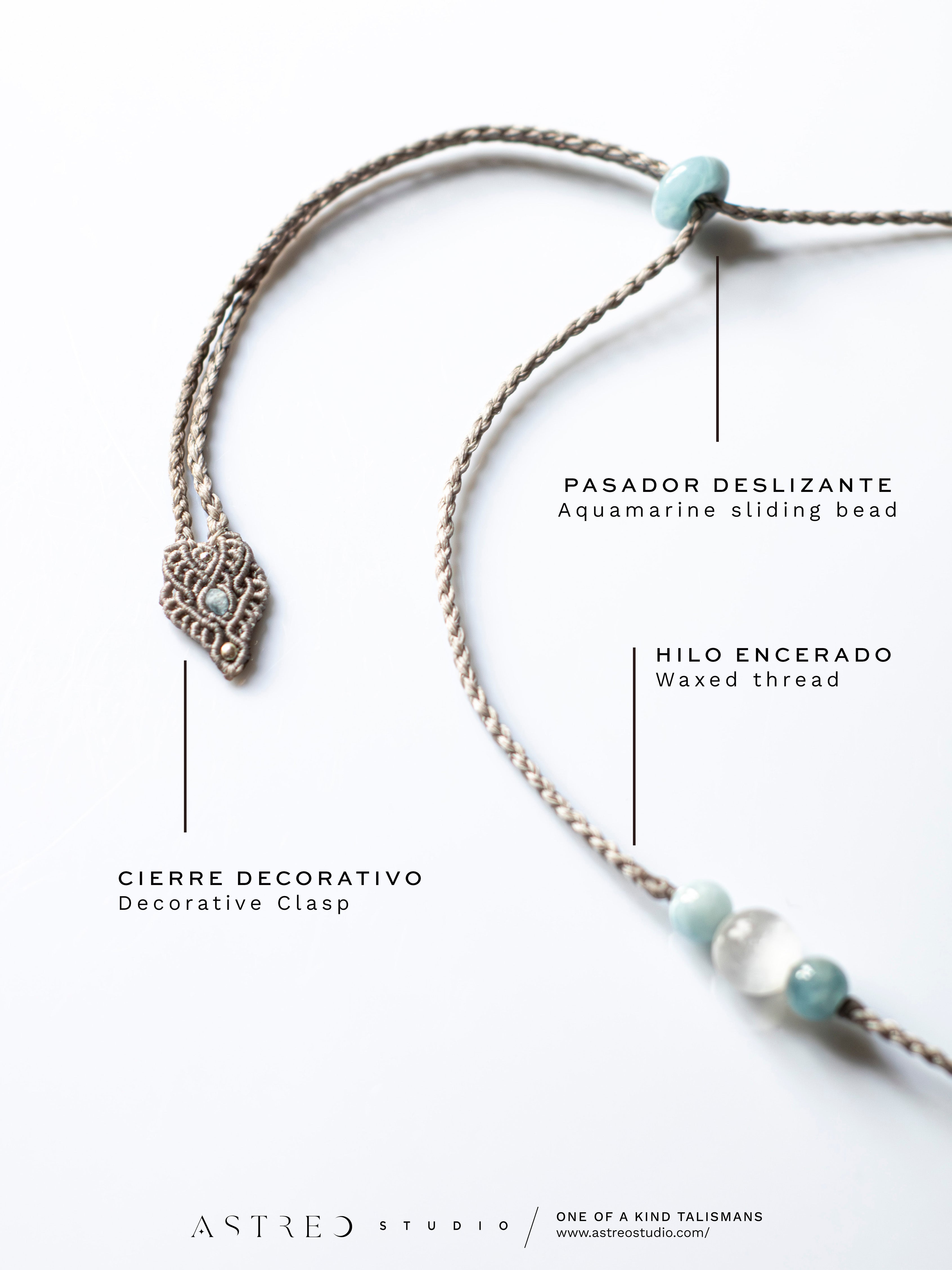 Collar Macrame Selenita y Aguamarina