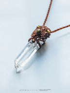 Macrame Necklace Master Quartz VI: Ghost with Amazonites.