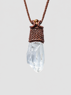 Macramé ketting Master Quartz VI: Ghost met Amazonieten.