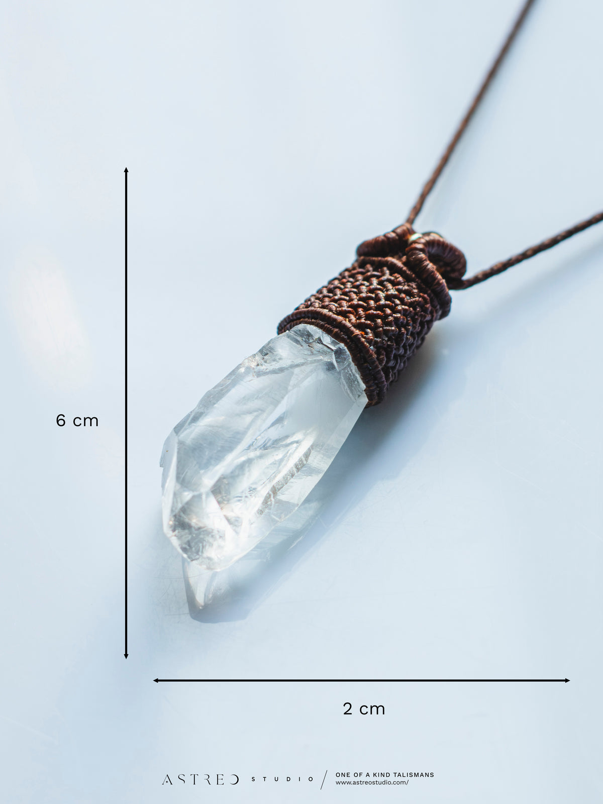 Macramé ketting Master Quartz VI: Ghost met Amazonieten.