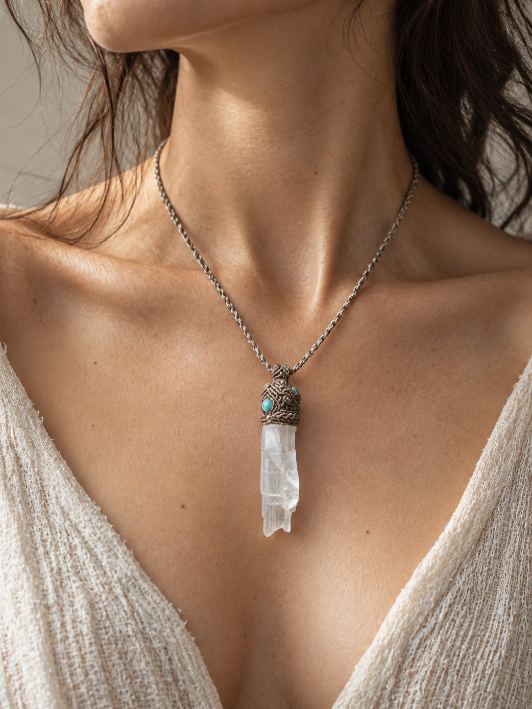 Macrame Labradorite Necklace XL 