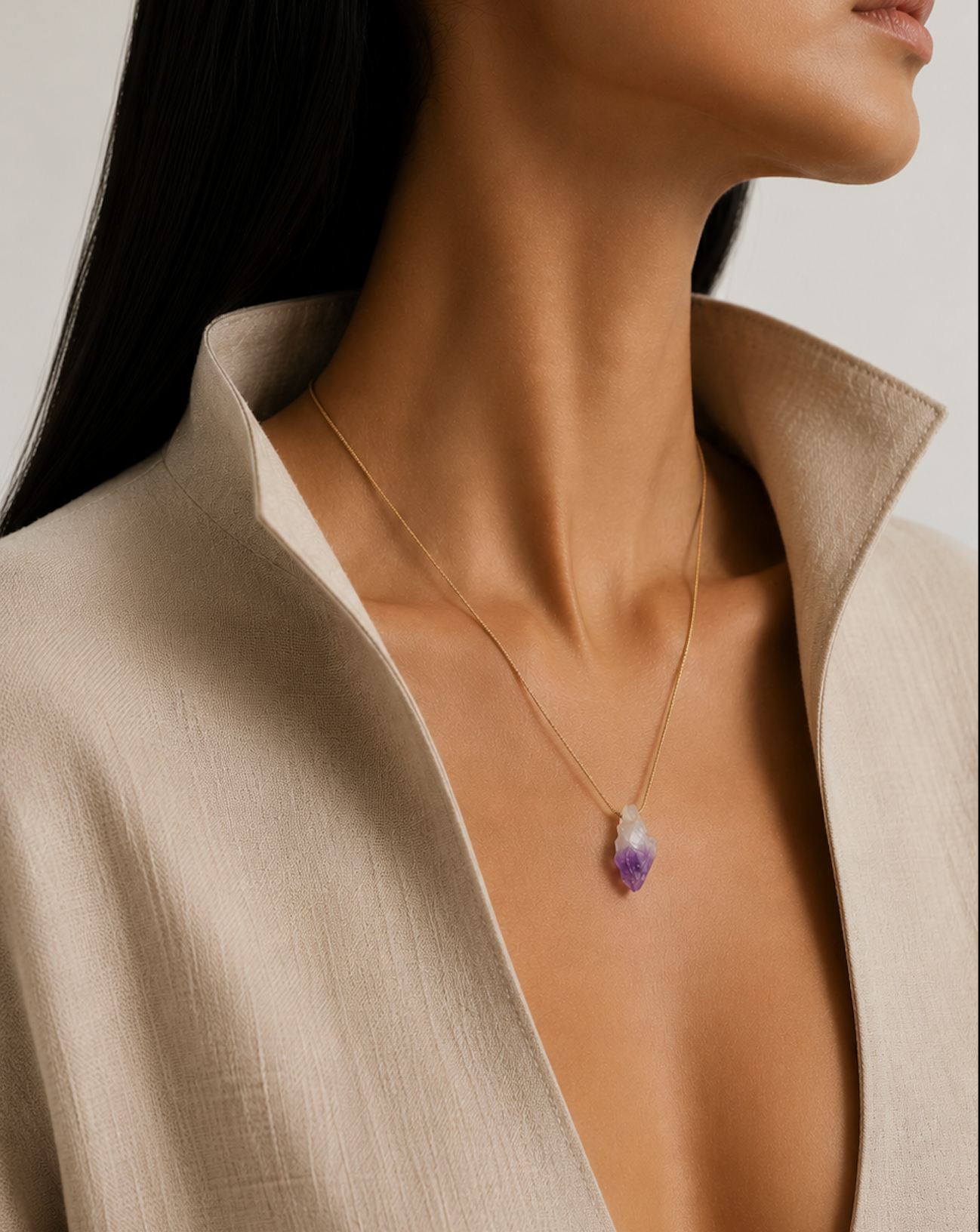ULTIMA UNIDAD | Collar Cadena con Amatista Bruto