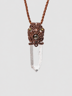Macrame Necklace Master Quartz VI: Ghost with Amazonites.