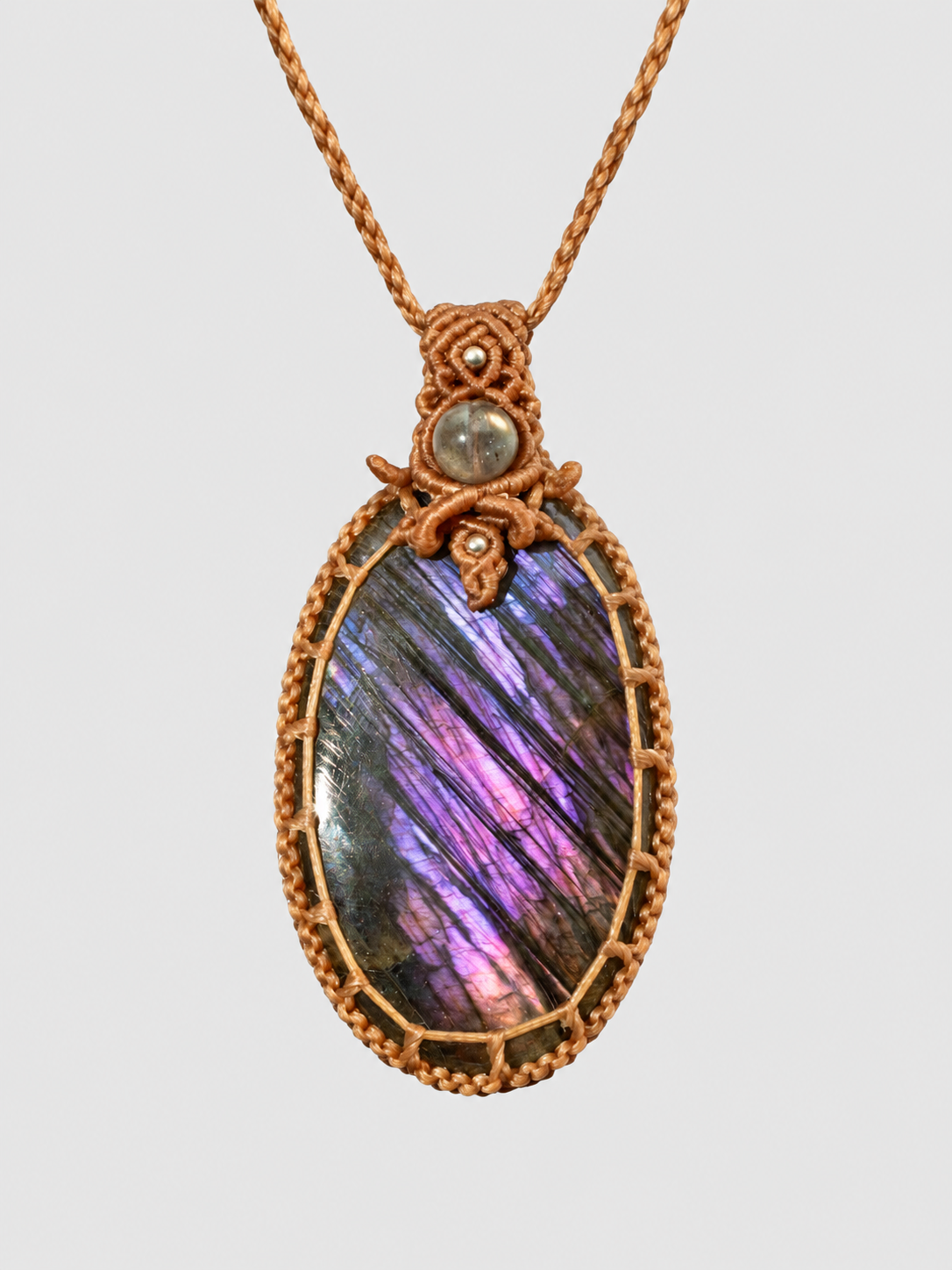 Macramé Labradoriet Ketting XL 