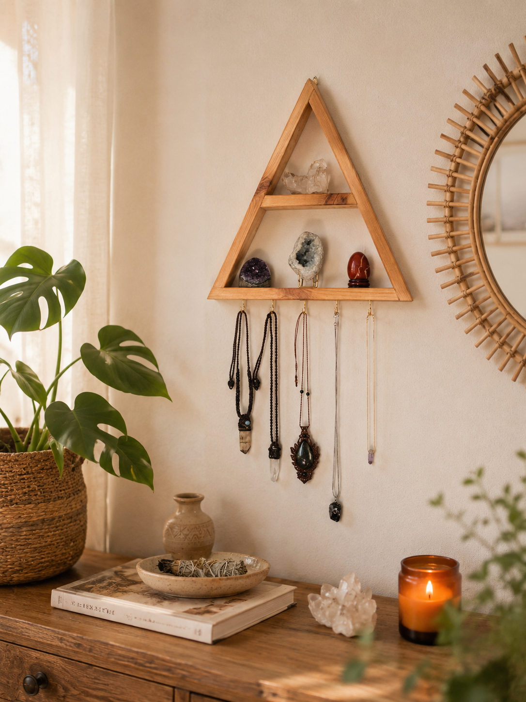 Estantería Altar Triangular para Minerales y Joyas: "Ventura"