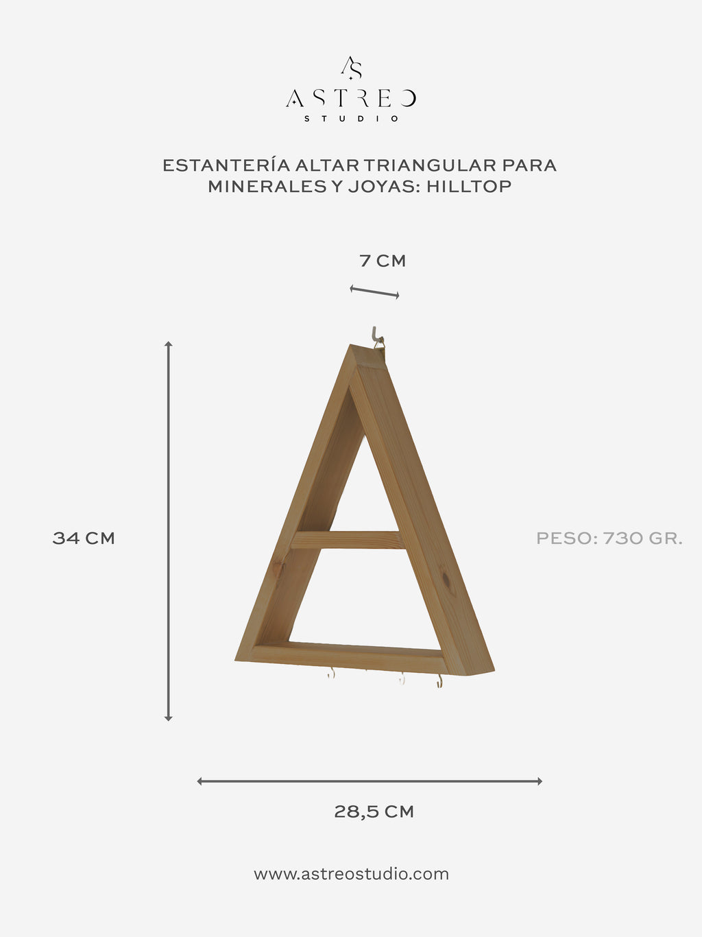 Estantería Altar Triangular para Minerales y Joyas: "Hilltop"