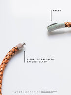Leren ketting met fossiel hout, Xylofoonslag - Medaillon XL