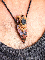 Macrame Necklace Mahogany Obsidian and Black Tourmaline 