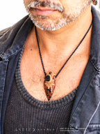 Macrame Necklace Mahogany Obsidian and Black Tourmaline 