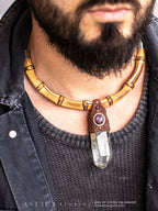 Collar Macrame Cuarzo con Clorita y Rubi Estrella