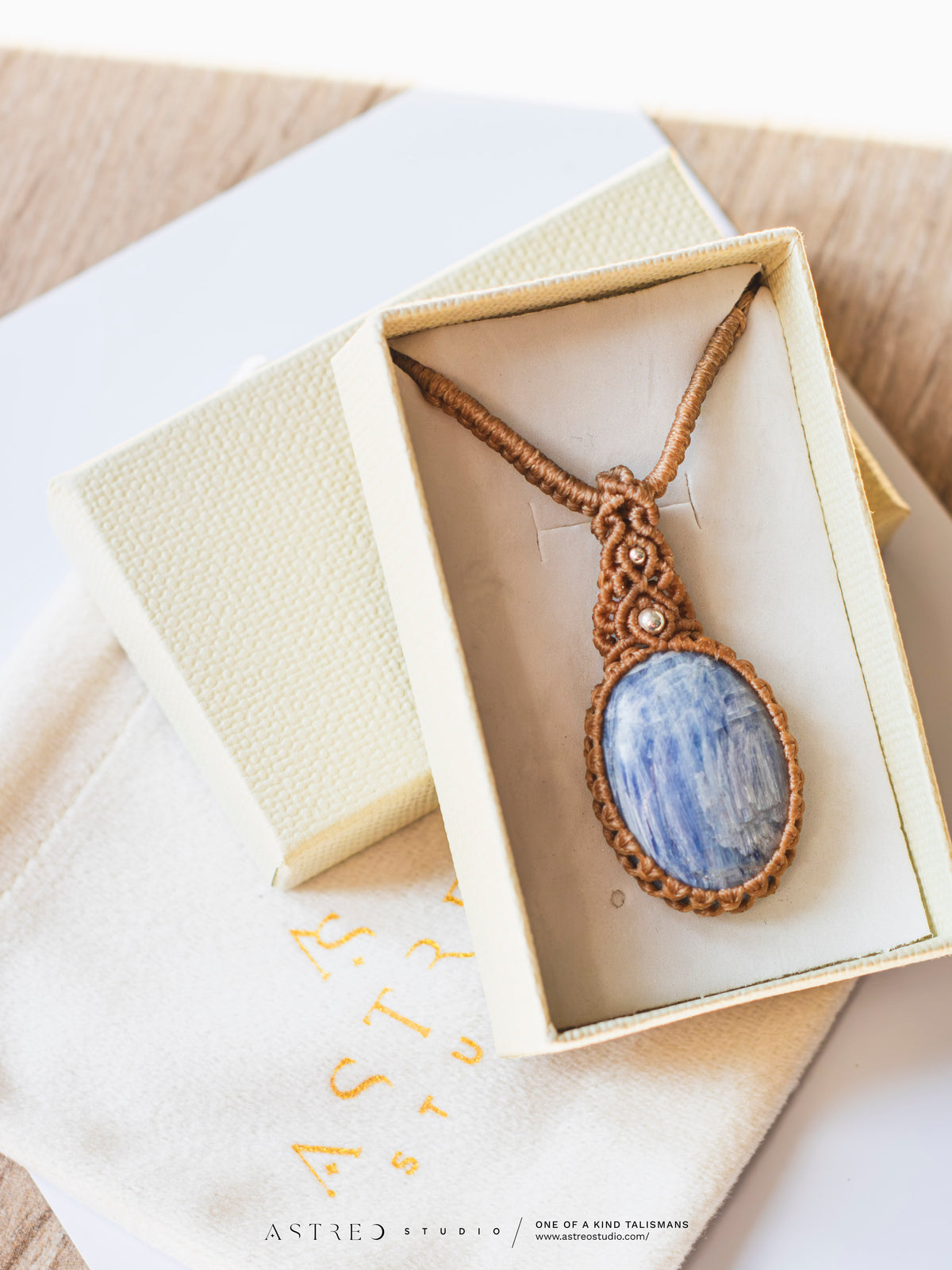Tubular Kyanite Macrame Necklace