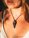 Obsidian and Ruby Macrame Necklace 