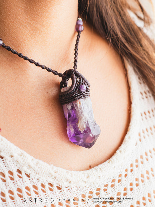 Amethyst Macrame Necklace 