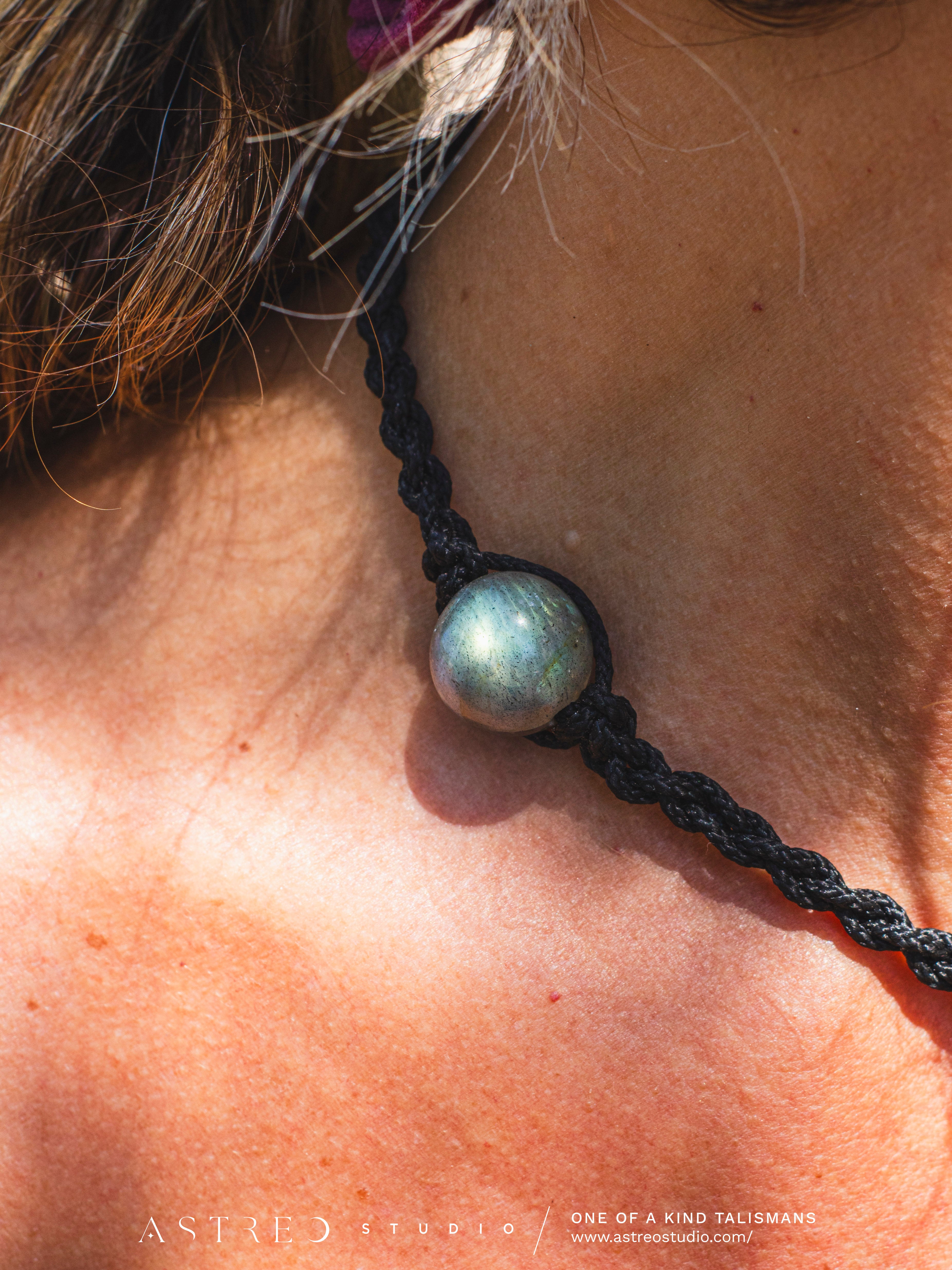 Macramé Labradoriet Ketting XL 