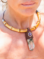 Collar Macrame Cuarzo con Clorita y Rubi Estrella