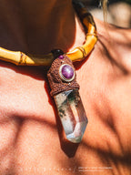 Collar Macrame Cuarzo con Clorita y Rubi Estrella