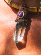 Collar Macrame Cuarzo con Clorita y Rubi Estrella