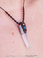 Macrame Necklace with Twin Master Quartz and Moonstone