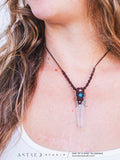 Macrame Necklace with Twin Master Quartz and Moonstone