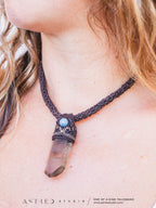 Macramé ketting met Twin Master Quartz en maansteen