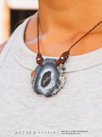 Macrame Necklace Dendritic Agate Slice