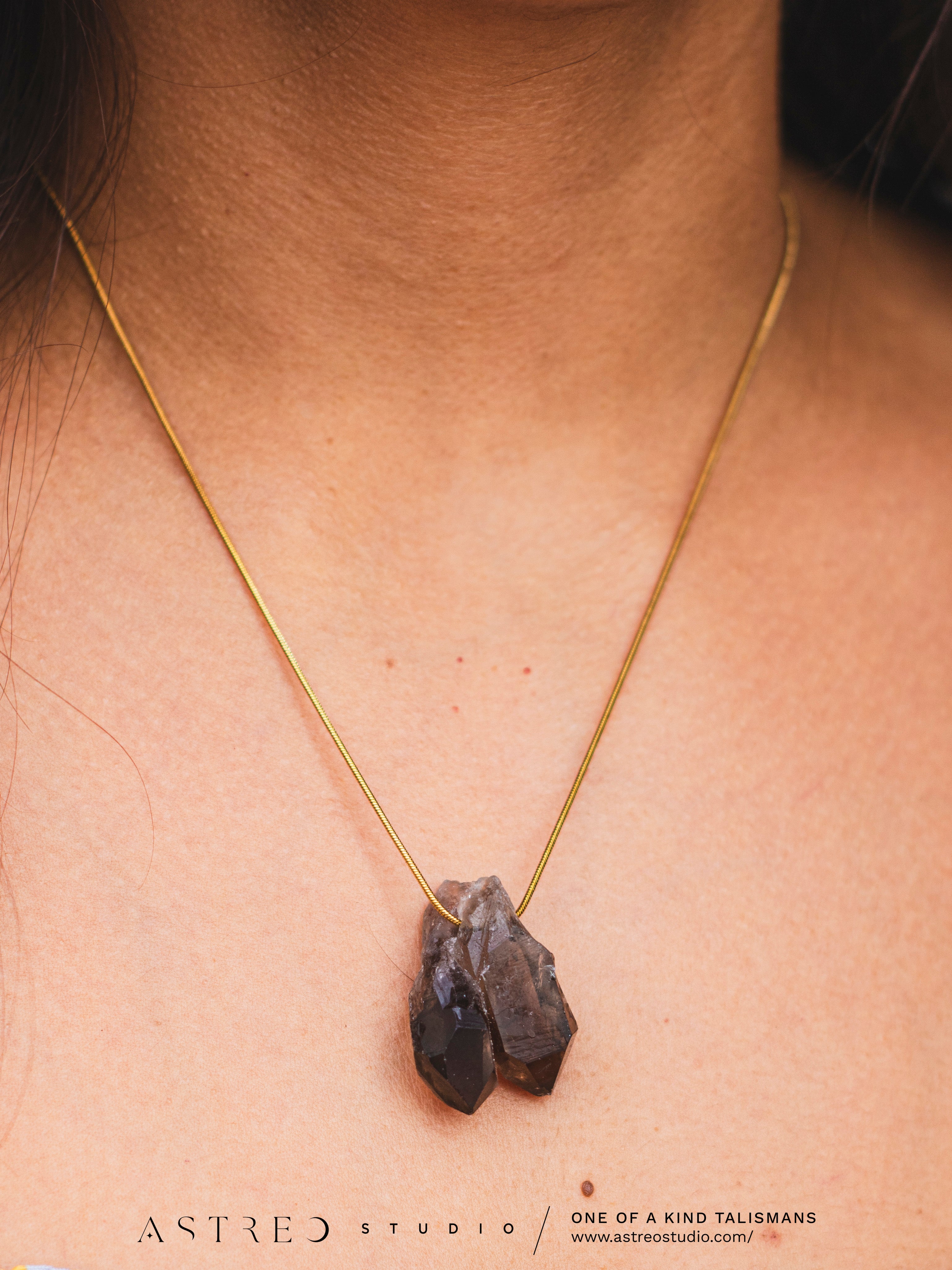 Collar Cadena con Cuarzo Ahumado