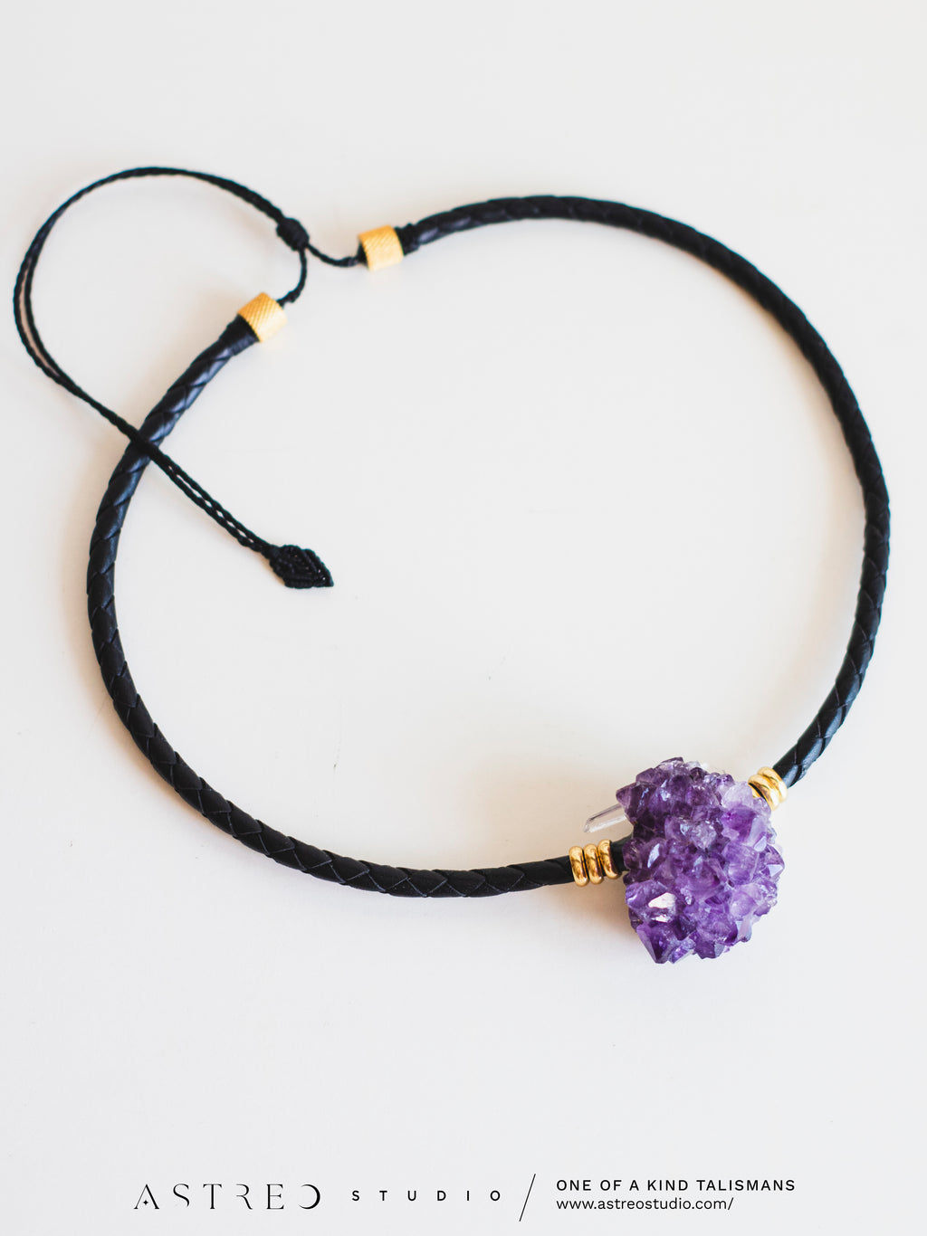 Collar Cuero Flor de Amatista