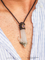 Collar Macrame Cuarzo Clorita y Amatista