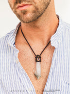 Collar Macrame Cuarzo Clorita y Amatista