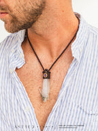 Collar Macrame Cuarzo Clorita y Amatista