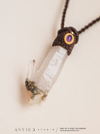 Collar Macrame Cuarzo Clorita y Amatista