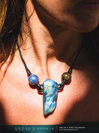 Macramé Labradoriet Ketting XL 