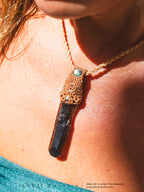 Collar Macrame Cuarzo Ahumado y Labradorita