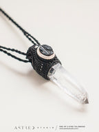 Macramé ketting met Alpenkwarts en zwarte toermalijn