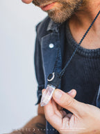 Macramé ketting met Alpenkwarts en zwarte toermalijn