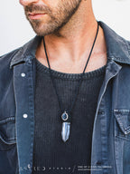 Macramé ketting met Alpenkwarts en zwarte toermalijn