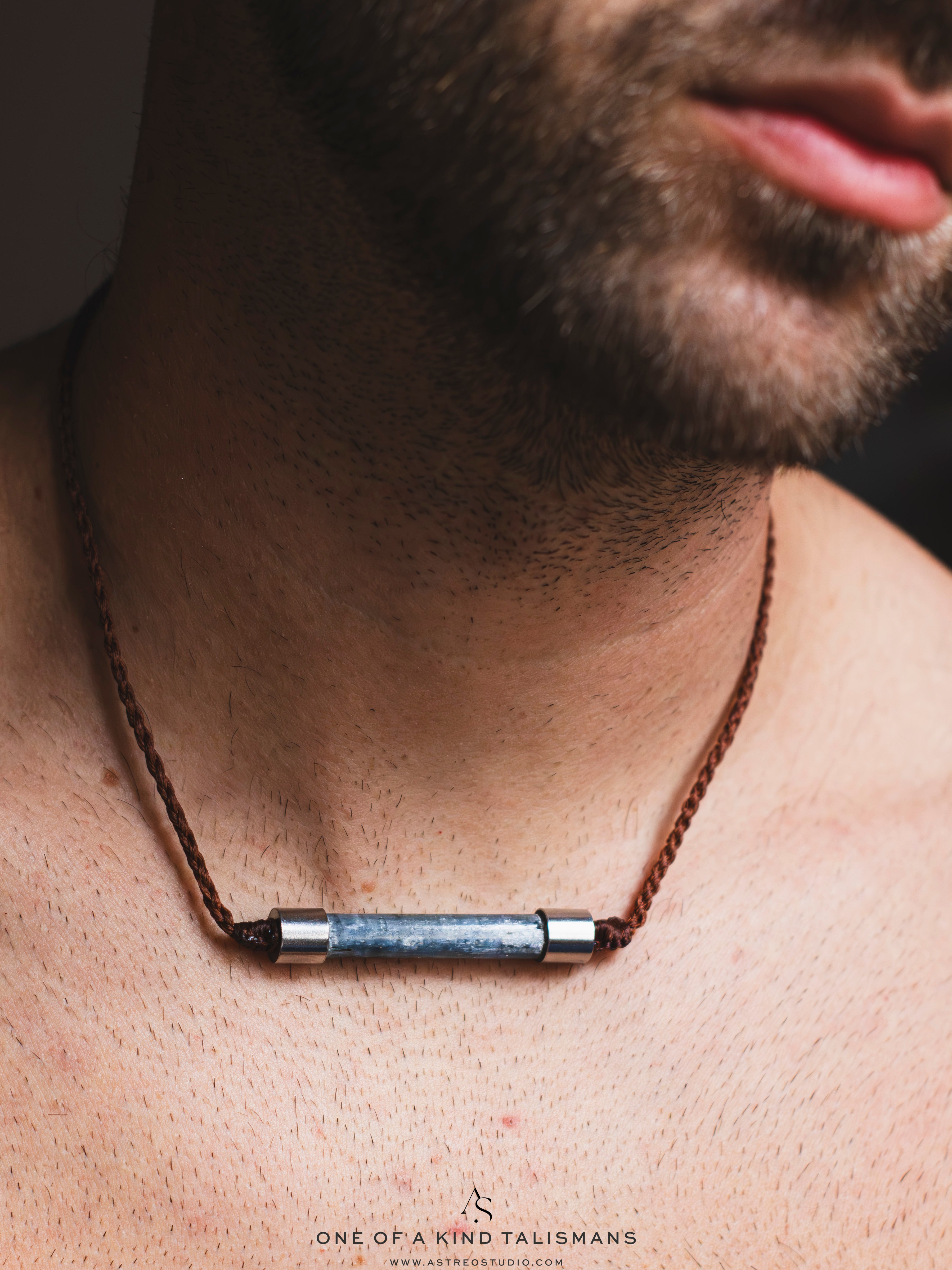 Collar Macrame Cianita Tubular