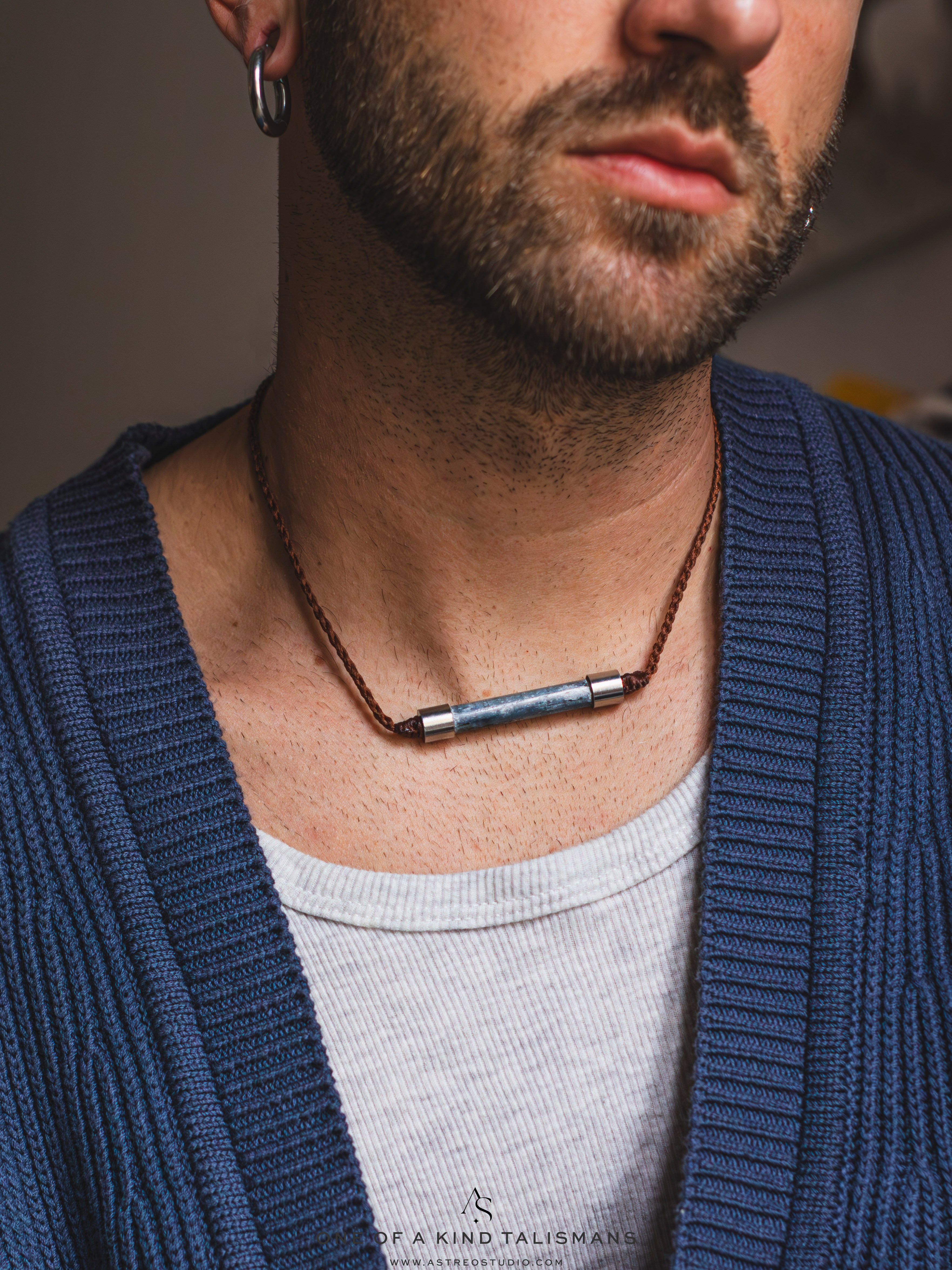 Collar Macrame Cianita Tubular