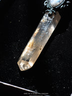 Macrame and Leather Necklace with Elestial Master Quartz A+++