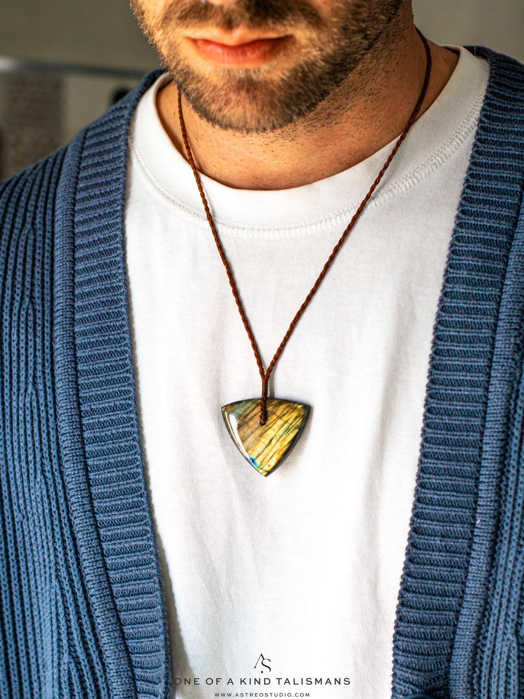 Macramé Labradoriet Ketting XL 