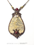 Collar Macrame Pirolusita Dendritica con Granates