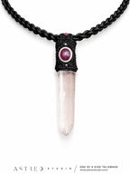 Macrame and Leather Necklace with A+++ Lemurian Quartz and Star Ruby